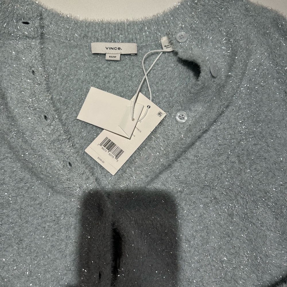 Vince Light Blue Sparkle Fuzzy Crewneck Sweater - Picture 3 of 4